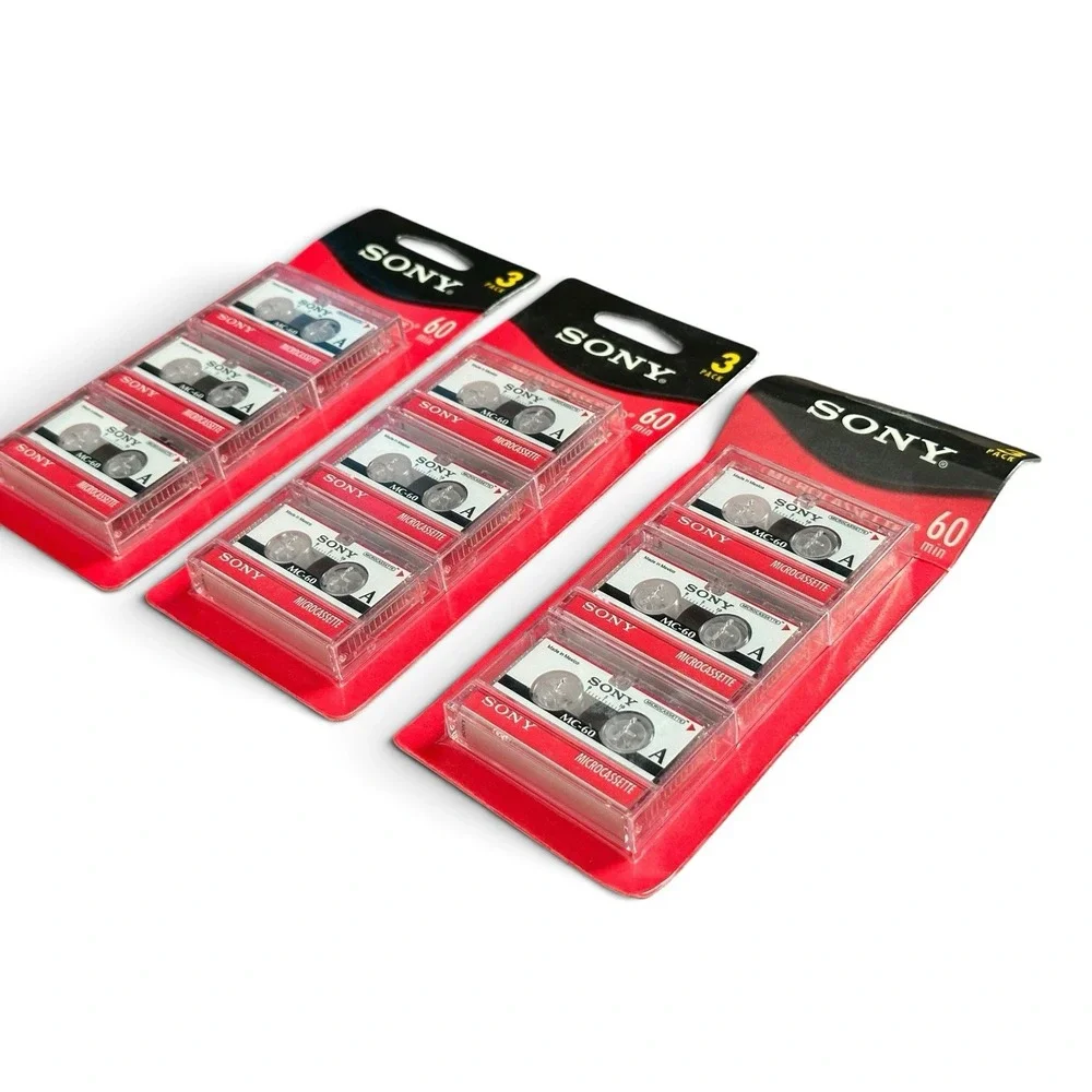 3x Sony MC-60 Microcassette 3-Packs (9 Tapes Total) New